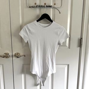 Abercrombie & Fitch Women’s Ribbed White Short Sleeve Stretchy Bodysuit NWOT